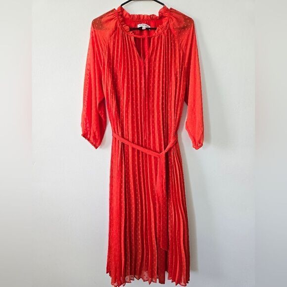 Nanette Lepore Pleated Tie Waist Midi Dress NWOT - Picture 2 of 5